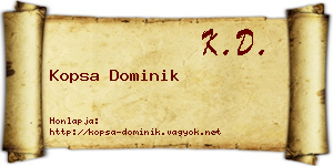 Kopsa Dominik névjegykártya